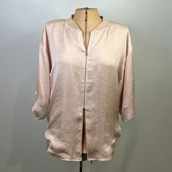 HEI HEI Pale Pink Zip Front Blouse Jacket - Size Medium - Picture 3 of 13